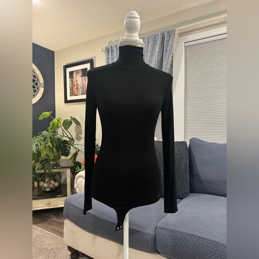 n:philanthropy Black Ribbed Turtleneck Bodysuit – Size Small